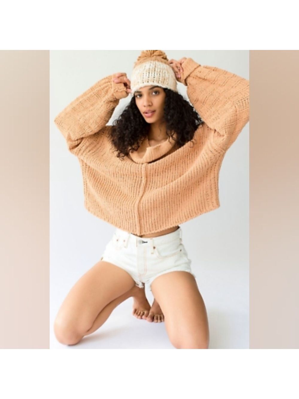 Free People Be Yours Oversized Cropped Pullover Sweater Women's Size Medium